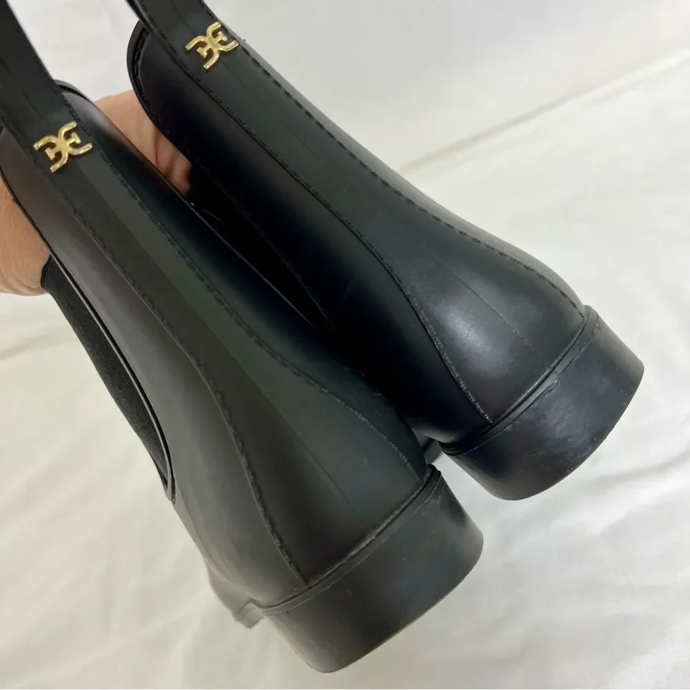 SAM EDELMAN Tinsley Matte Chelsea Rain Booties Boots Black Size 8